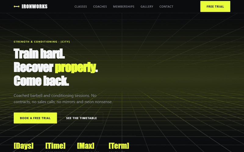 Фитнес зала / студио website template preview